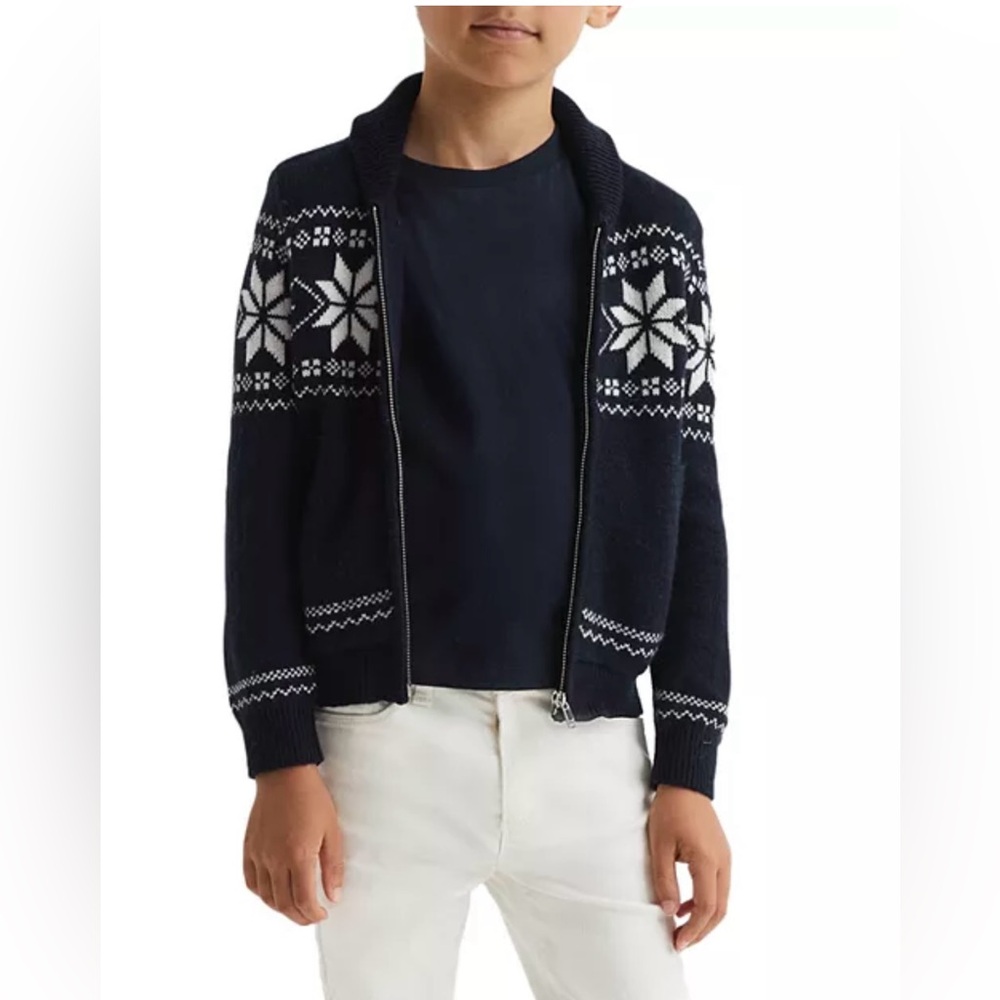 NWT Reiss Boys' Bo Fair Isle Cardigan Sweater